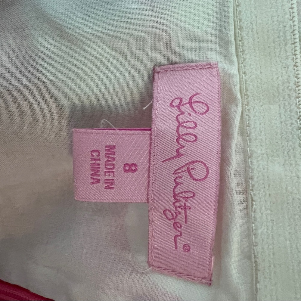 Lilly Pulitzer Strapless Floral Top Pink, White, Green Women’s Size 8 - Picture 6 of 7